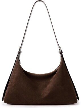 Suede Tote Bag, Crescent Hobo Trendy Fall Purse Women Daily Casual